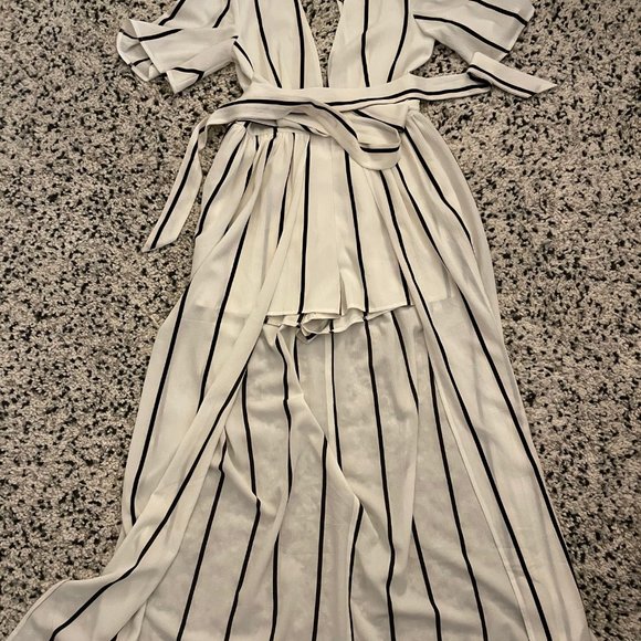 Black and White Striped Romper - Picture 2 of 5